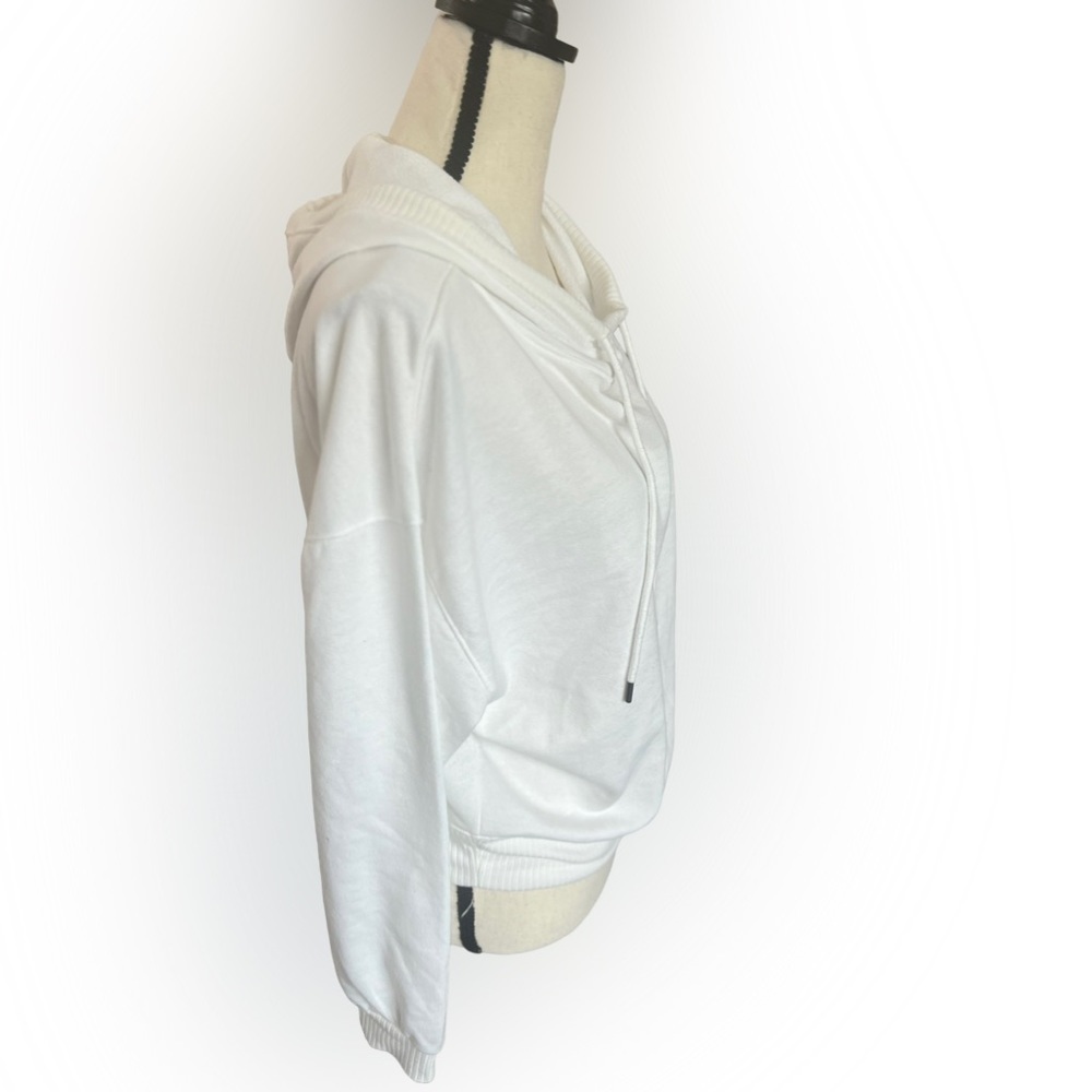 Urban Romantics - Ribbed Drawstring Cropped Hoodie - Picture 2 of 4